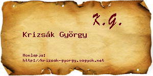 Krizsák György névjegykártya